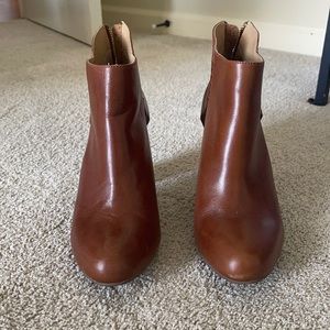 cognac leather booties Elaine Turner size 8.5